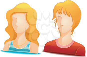 Royalty Free Clipart Image of a Faceless Boy and Girl