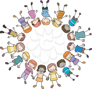 Royalty Free Clipart Image of a Circle of Children