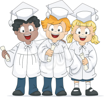 Royalty Free Clipart Image of a Group of Graduates
