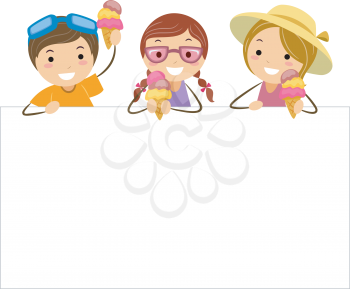Royalty Free Clipart Image of Children With Ice Cream