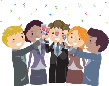 Royalty Free Clipart Image of Businesspeople Toasting
