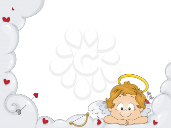 Royalty Free Clipart Image of a Cupid Frame