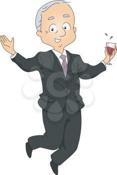 Royalty Free Clipart Image of a Happy Senior Businessman
