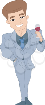 Royalty Free Clipart Image of a Man Holding a Suit