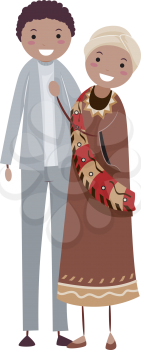 Royalty Free Clipart Image of African Newlyweds