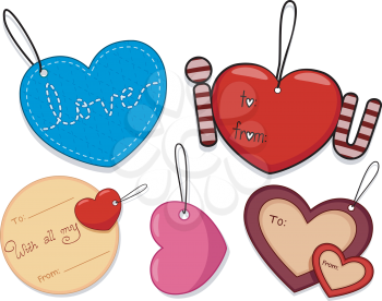Royalty Free Clipart Image of Tags With a Valentine Theme