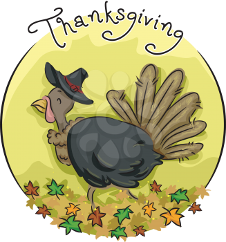 Icon Illustration Featuring a Turkey Wearing a Pilgrim Hat