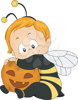 Illustration of a Baby Dressed as a Honeybee
