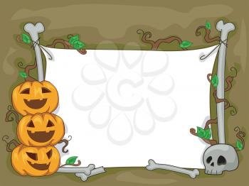 Background Illustration Featuring Pumpkins and a Skull