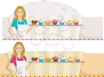 Illustration of a Web Banner with a Patisserie Design