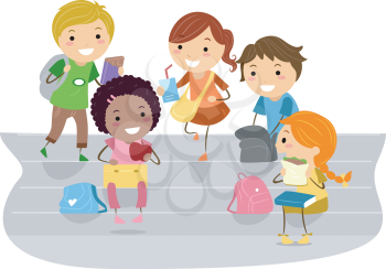 Illustration of Kids Enjoying their Recess