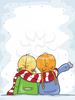 Illustration of Girls Enjoying the Snow Together