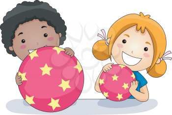 Illustration of Kids Playing with Balls