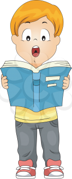 Illustration of a Kid Reading a Book Out Loud
