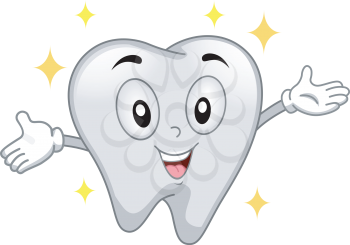 Mascot Illustration Featuring a Shiny Tooth
