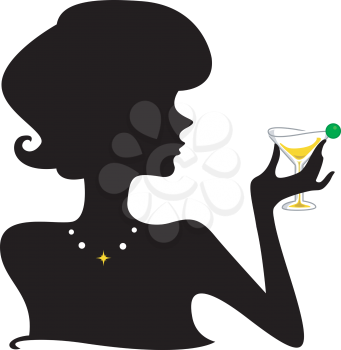 Silhouette of a Girl Holding a Wineglass