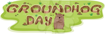 Illustration of Burrows Forming the Word Groundhog Day