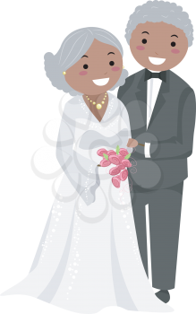 Royalty Free Clipart Image of an Older Bridal Couple