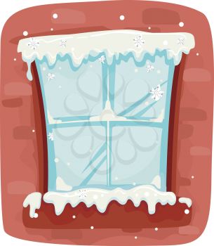 Royalty Free Clipart Image of Window With Snow