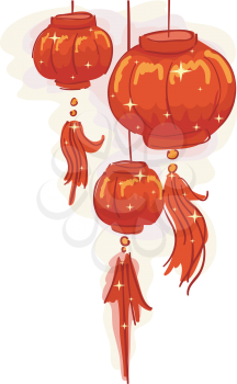 Royalty Free Clipart Image of Chinese Lanterns