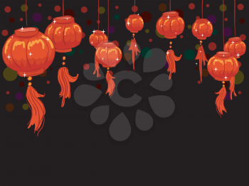 Royalty Free Clipart Image of Chinese New Year Lanterns