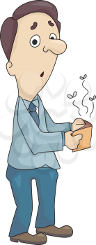 Royalty Free Clipart Image of a Man Holding an Empty Wallet