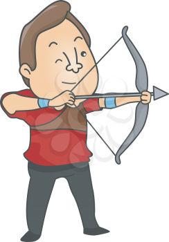 Royalty Free Clipart Image of Man With a Bow and Arrow