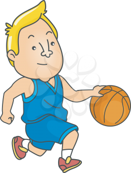 Royalty Free Clipart Image of a Man Playing Basketball