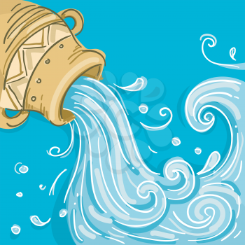 Royalty Free Clipart Image of Water Coming From a Jug