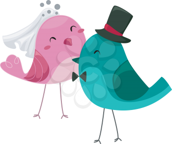 Royalty Free Clipart Image of Marrying Birds