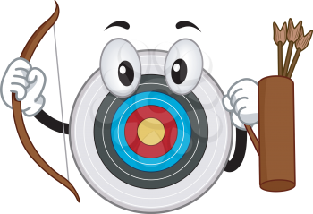 Royalty Free Clipart Image of an Archery Mascot