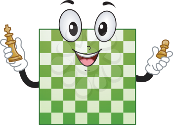 Royalty Free Clipart Image of a Chess Board Mascot