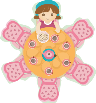 Royalty Free Clipart Image of a Doll Tea Party Set