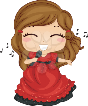 Royalty Free Clipart Image of a Little Girl Singing