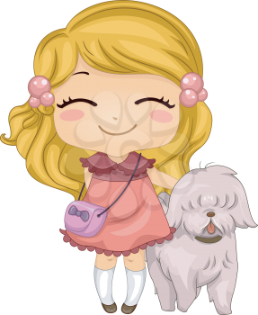 Royalty Free Clipart Image of a Girl With a Dog