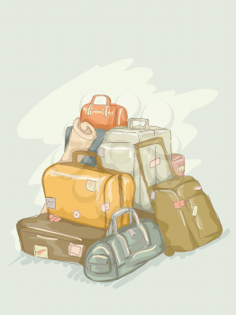 Illustration of Pile of Luggages