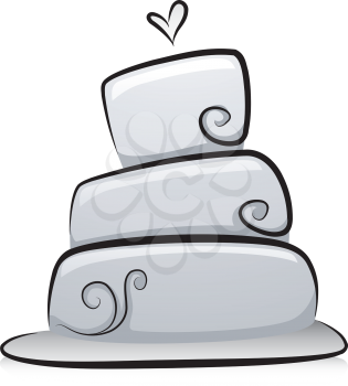 Illustration of Wedding Cake in Black and White