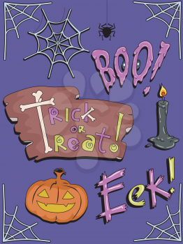 Illustration Featuring Famous Halloween Icons and Expressions