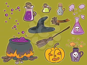 Illustration Featuring Famous Halloween Icons