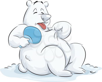 Illustration of a Fluffy Polar Bear Trying to Cool Itself Down