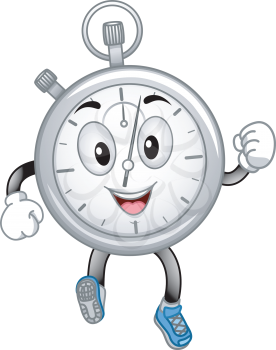 Mascot Illustration Featuring a Running Stopwatch