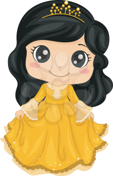 Illustration of a Cute Little Girl Wearing a Princess Costume