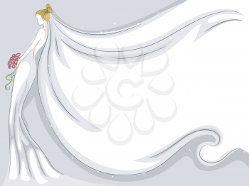 Background Illustration Featuring a Fluttering Bridal Veil
