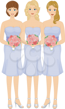 Illustration Featuring Lovely Bridesmaids Wearing Lavender Dresses