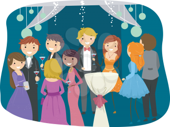 Illustration Featuring Teens Dressed Sharply for Prom Night