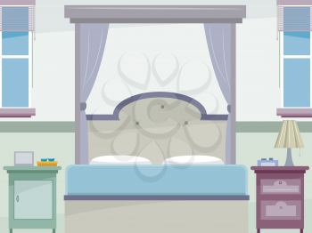 Illustration of a Whimsical Bedroom Colored in Pastel