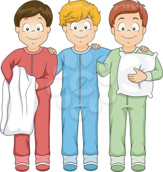 Illustration Featuring a Group of Boys Wearing Onesies
