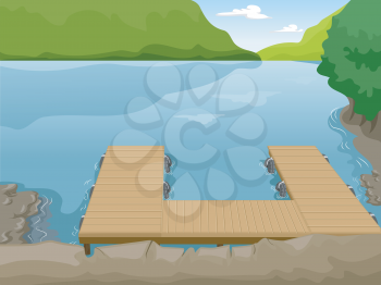 Illustration of a Boat Dock Near a Lake