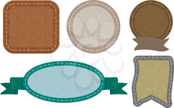 Illustration Featuring Ready to Print Labels with Leather Stitches for Design