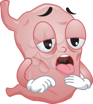 Mascot Illustration Featuring a Dehydrated Stomach